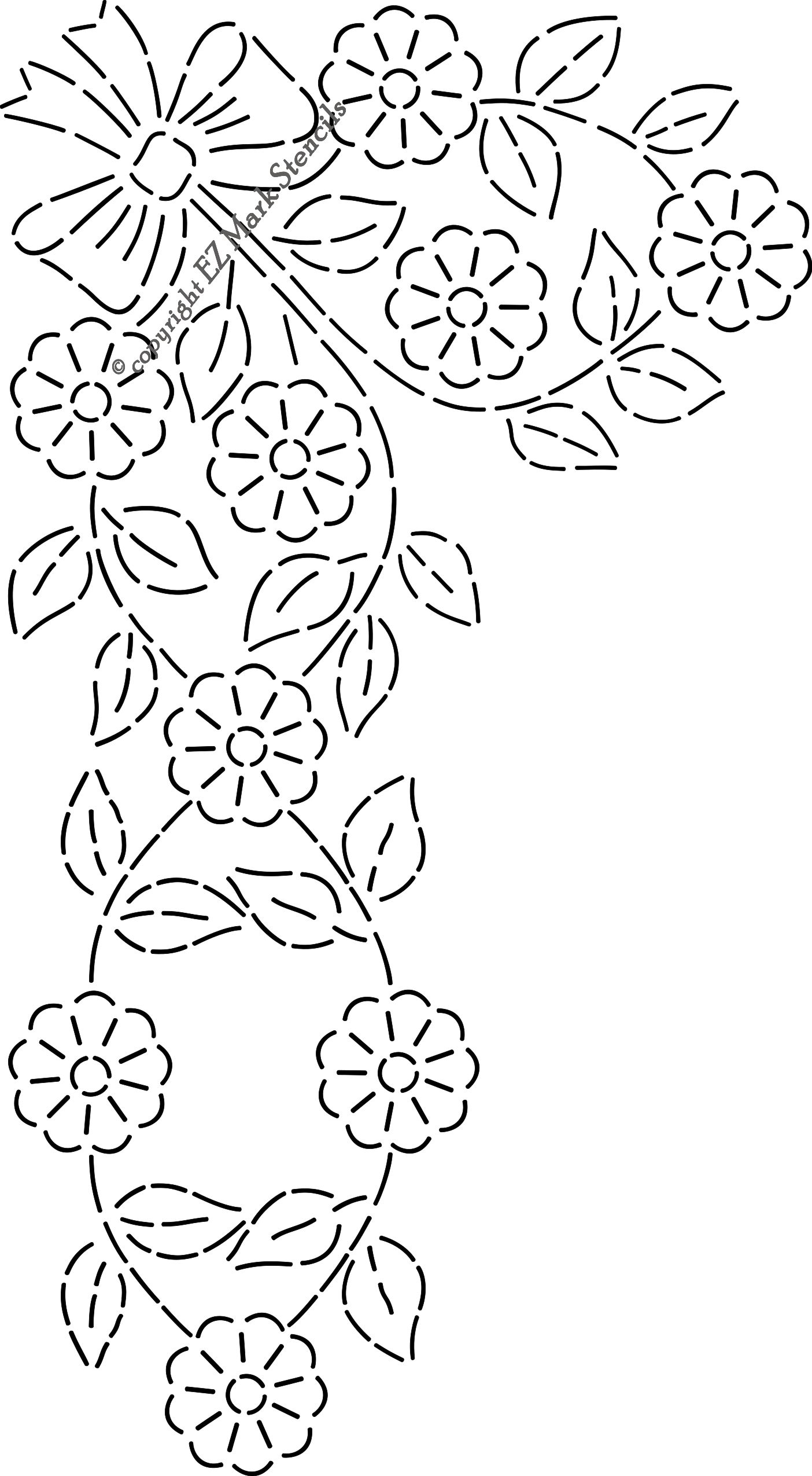 Flowers & Leaves with bow corner border stencil 10″ – EZ Mark Stencils –  Quilt Stencils & Quilt Patterns